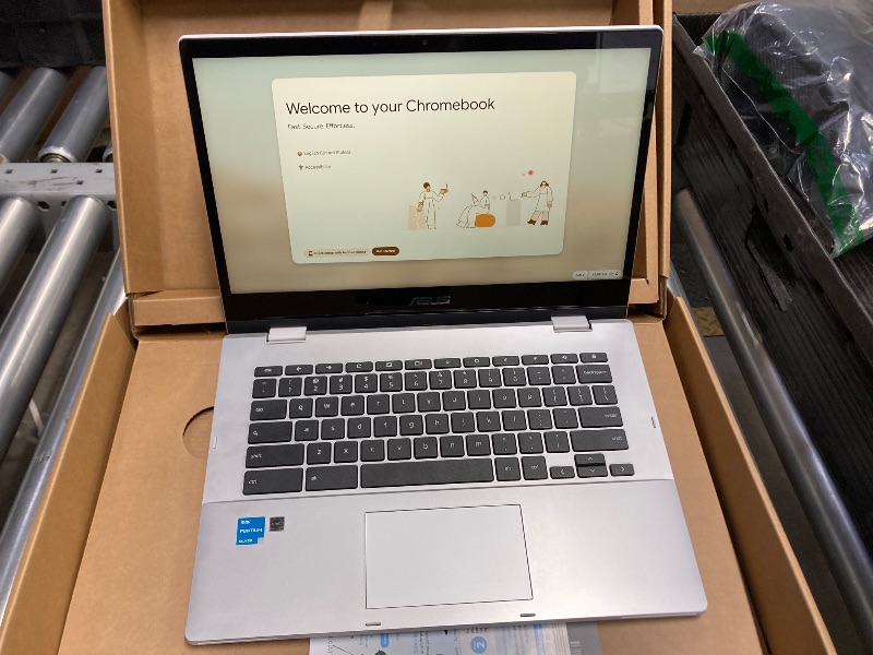 Photo 1 of ASUS Chromebook Flip CX1 Convertible Laptop, 14" FHD NanoEdge 360-degree Touchscreen, Intel Celeron N6000 4-Core Processor, 128GB eMMC Storage, 8GB RAM, ChromeOS, Transparent Silver, CX1400FKA-AS88F