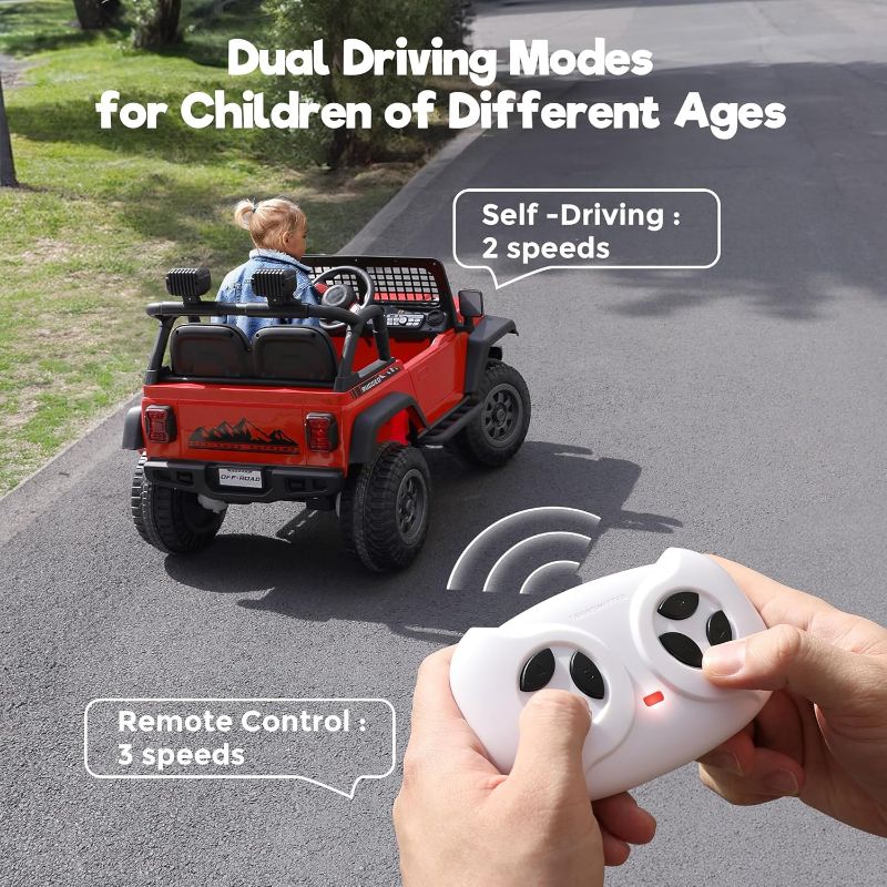 Photo 2 of ****MISSING REMOTE AND INSTRUCTIONS****FUNTOK 12V 7AH Kids Ride on Truck, Electric Ride on Car Toy Battery Powered Truck Vehicle w/ Remote Control, Bluetooth, Spring Suspension, MP3 Player & LED Lights, 3 Speeds
