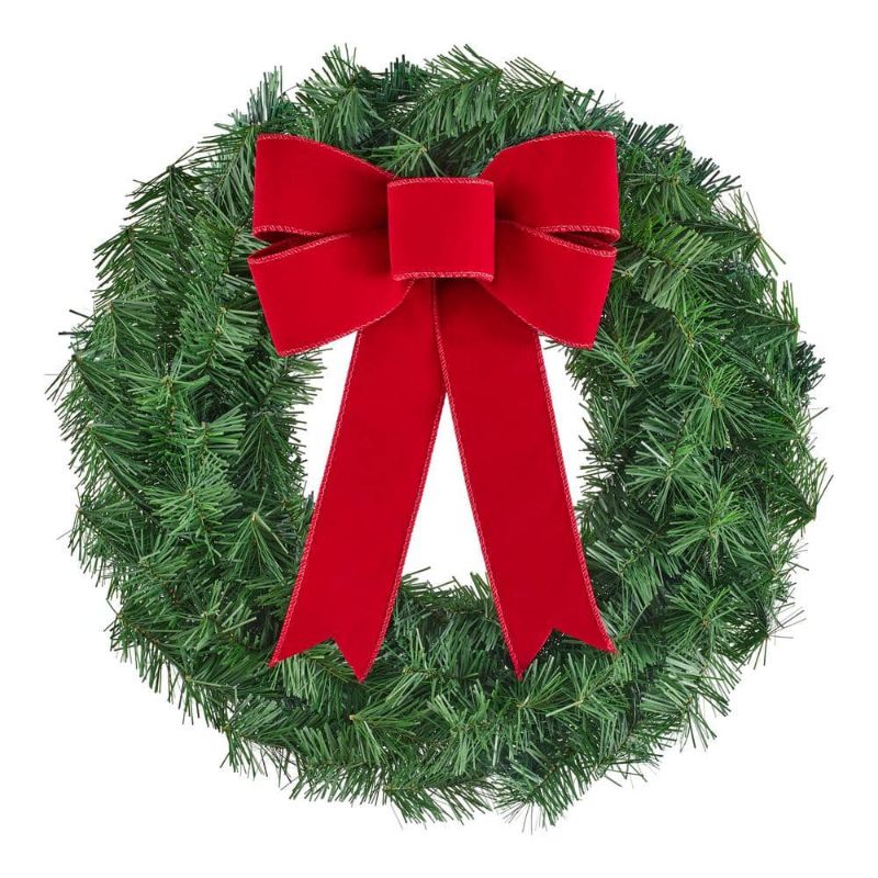 Photo 1 of 24 in. Unlit Canadian Pine Artificial Christmas Wreath

