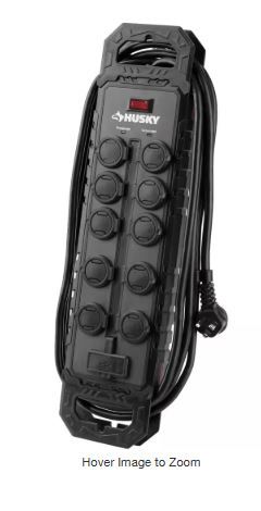 Photo 1 of 10 ft. 14/3 Heavy Duty 10-Outlet 4200 Joule Surge Protector with USB-A and USB-C ports, Black


