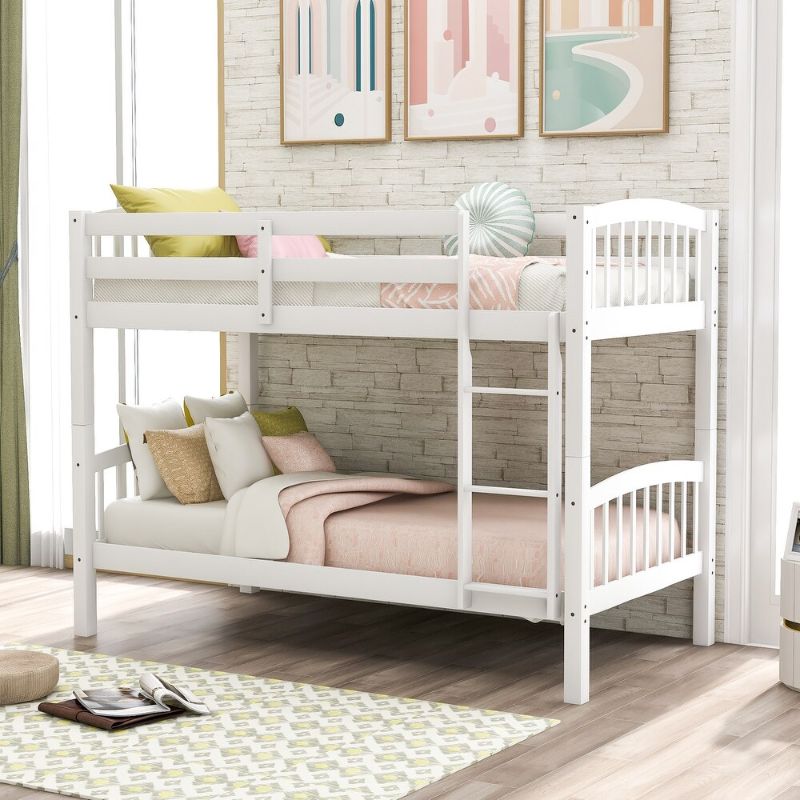 Photo 1 of ***PARTS ONLY***
Convertible Twin Over Twin Bunk Bed with Full-Length Guardrail and Ladder - Pink
