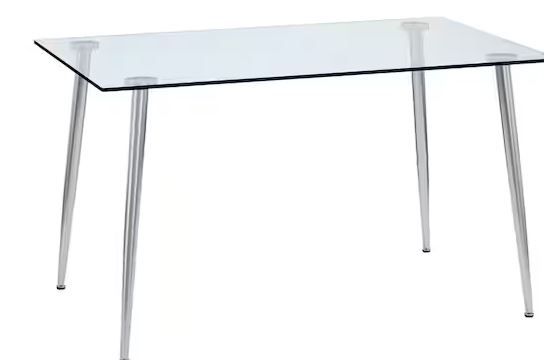 Photo 1 of ****MISSING TABLE TOP/JUST THE LEGS****Polibi
Modern Rectangle Clear Glass 4 Legs Dining Table Seats for 4 (51.20 in. L x 29.80 in. H)