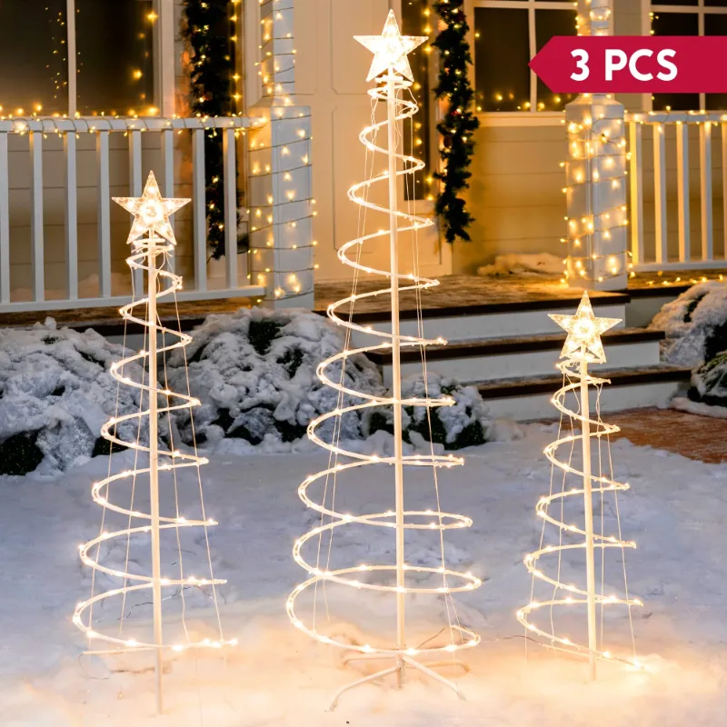 Photo 1 of ***missing parts*** SYNCFUN 3 Pack Spiral Tree Christmas Decoration Outdoor,218 LED Christmas Tree Light Decorations,Christmas Yard Light with Stakes Decorations Outdoor Holiday Decor
