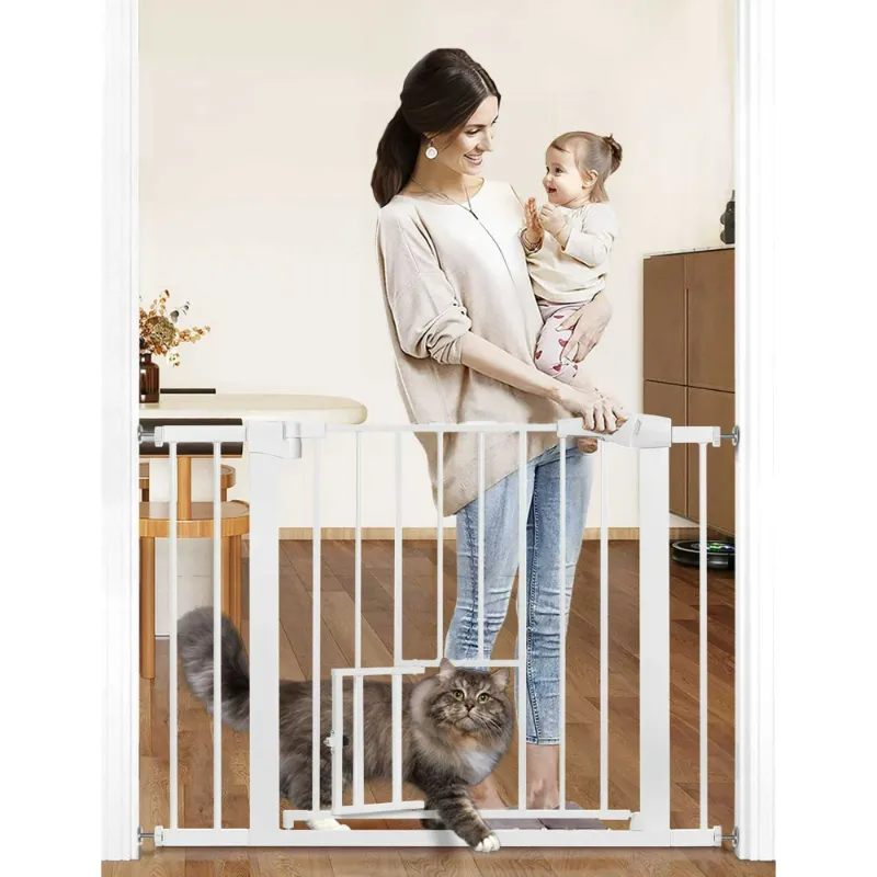 Photo 1 of ***UNOPENED***  Baby Safety Gate 30"Tall 29.5''-40.5''Wide Doorway Baby Gate with Pet Door, White
