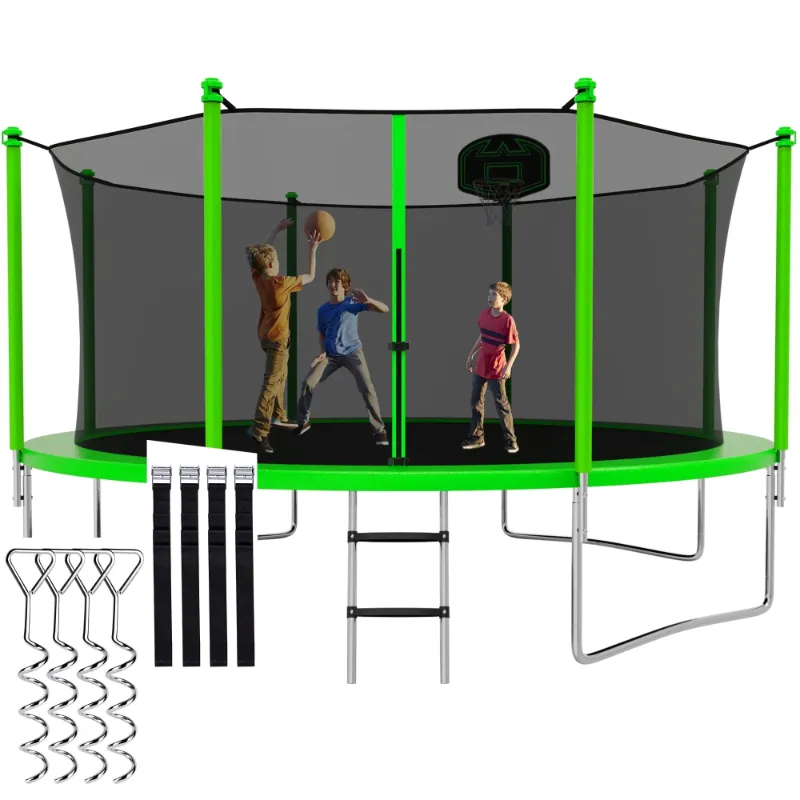 Photo 1 of ***ITEM  IS SIMILAR, NOT EXACT, BOX 1 OF 2***  CITYLE Trampoline 12FT 14FT 15FT 16FT 1500LBS Trampoline for Adults Kids Trampolines with Basketball Hoop, Enclosure, Outdoor Heavy Duty Trampoline, Easy to Install & Last Long
