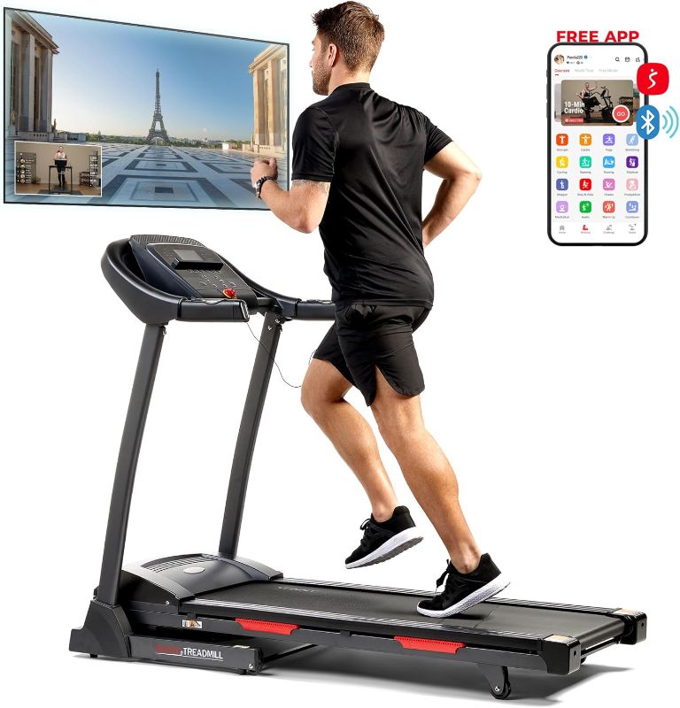 Photo 1 of ****PARTS ONLY DOESN'T POWER ON*****Sunny Health & Fitness Premium Folding Treadmill for Home with Adjustable Incline, Shock Absorption, Digital Monitor, Pulse Sensors, Speed Buttons, Optional Free SunnyFit App Bluetooth Connection
