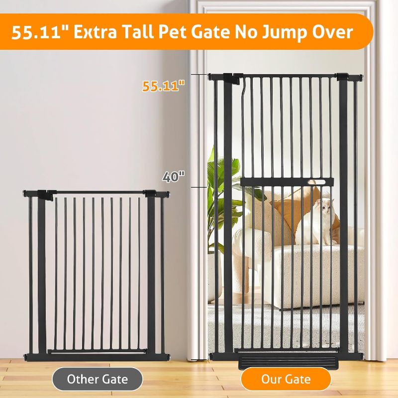 Photo 1 of ****PARTS ONLY***WICHEMI 55.11" Extra Tall Pet Gate, 30.11-33.07" Wide Extra Tall Dog Gate, Pressure Mounted Walk Through Extra Tall Cat Gate for Doorways No Drilling Auto-Close Extra Tall Safety Gate for Cat Dog Pet (white)