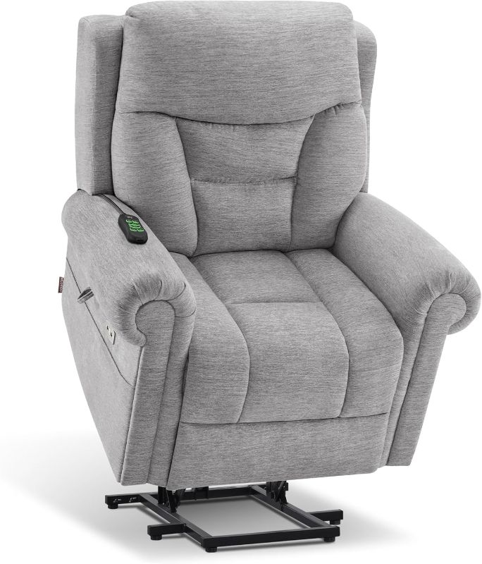 Photo 1 of ***BOX ONE OF TWO, ITEM IS SIMILAR BUT NOT EXACT***  MCombo Dual Motor Power Lift Recliner Chair with Dual Heating and Massage, Rolled Arms, Adjustable Headrest for Elderly People, Fabric 7888 (Grey, Medium)
