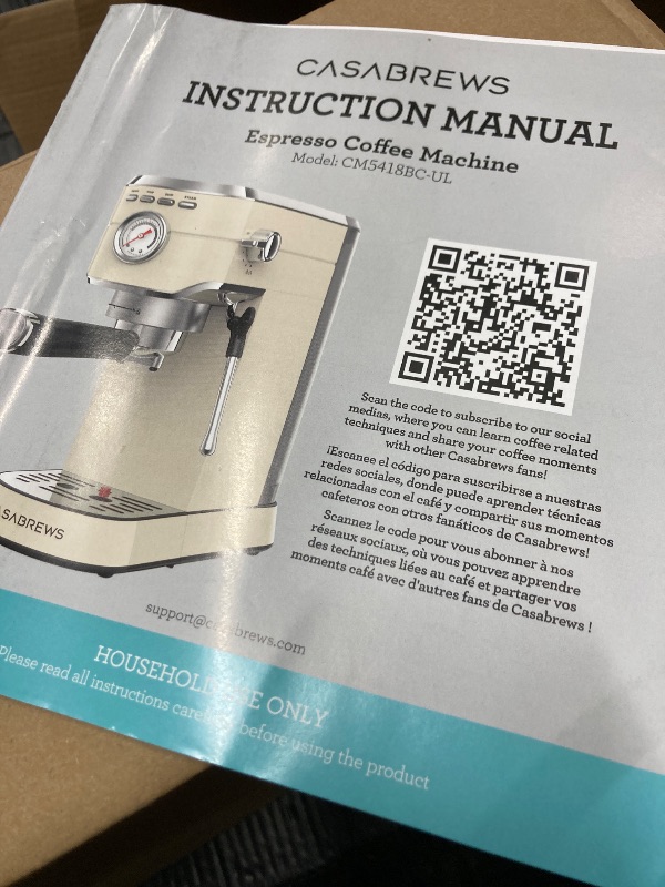 Photo 1 of CASABREWS Espresso Machine 20 Bar, Espresso Maker with Milk Frother Steam Wand, Stainless Steel Espresso Coffee Machine with 34oz Removable Water Tank, Creamy