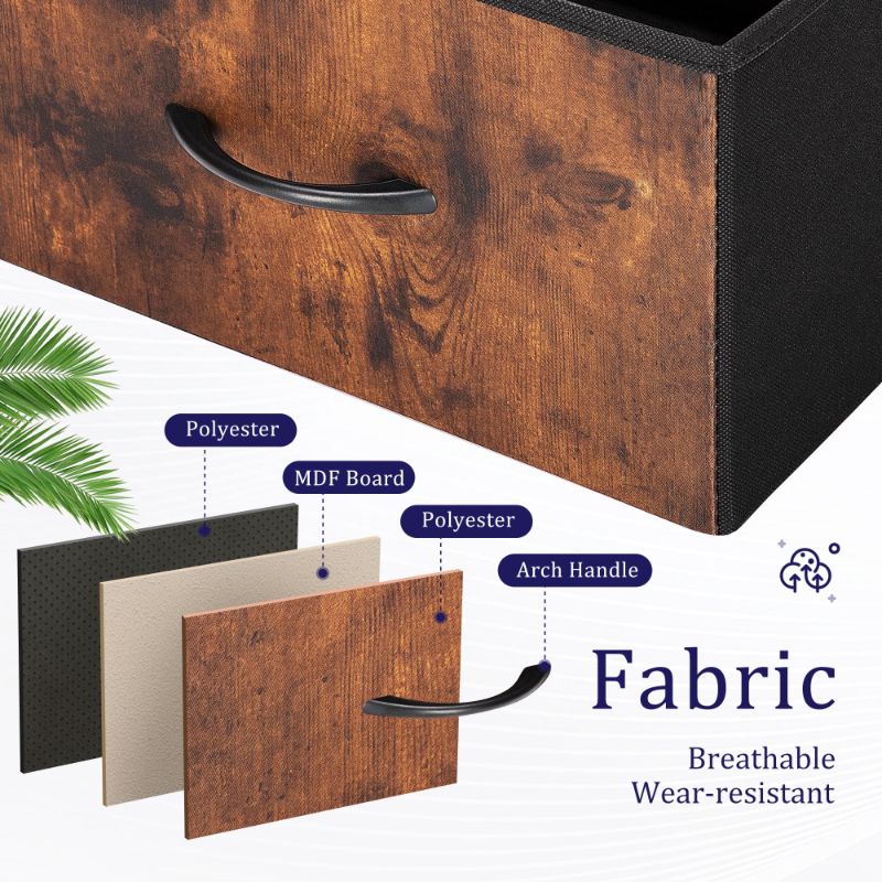 Photo 1 of EDX 9 Drawer Dresser, Wide Chest Of Drawers Nightstand Storage Tower Storage Dresser Fabric Dresser With Wood Top for Living Room, Bedroom, Hallway,Rustic Brown
