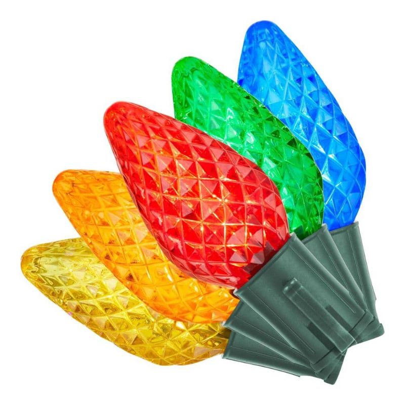 Photo 1 of 100 Count Multi-Colored Faceted Steady Lit C9 LED Lights
