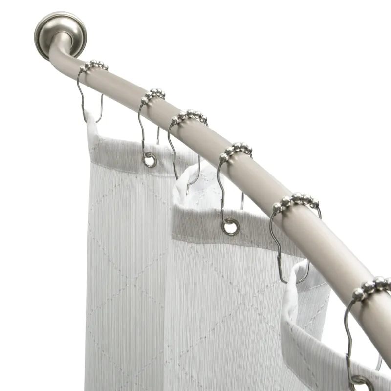 Photo 1 of Bath Bliss 44"-72" Adjustable Iron Curved Shower Curtain Rod, Satin Nickel
