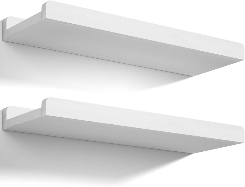 Photo 1 of  Floating Shelves Wall Mounted, Solid Wood Wall Shelves, White
