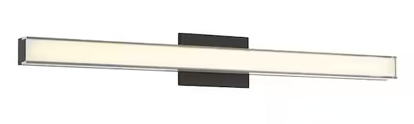 Photo 1 of Vantage 36 in. 1-Light Black CCT LED Vanity Light Bar with Double Layer Clear and White Acrylic Shade