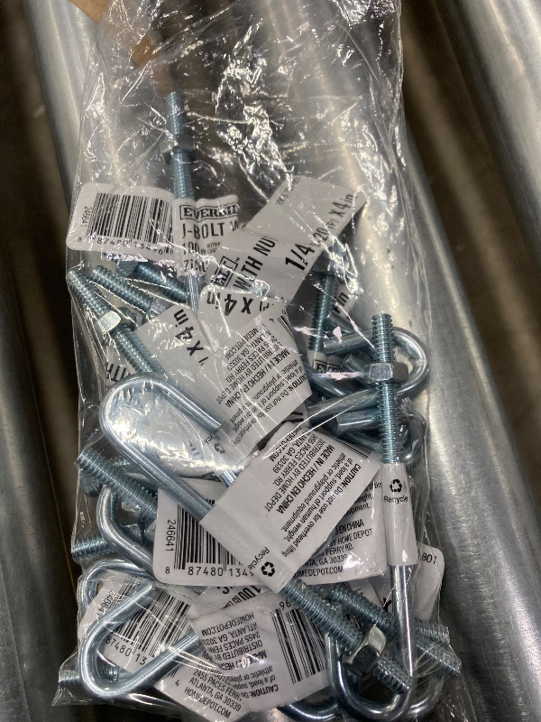Photo 1 of 1/4 in. X 4 in. Zinc J-Bolt 15 pc
