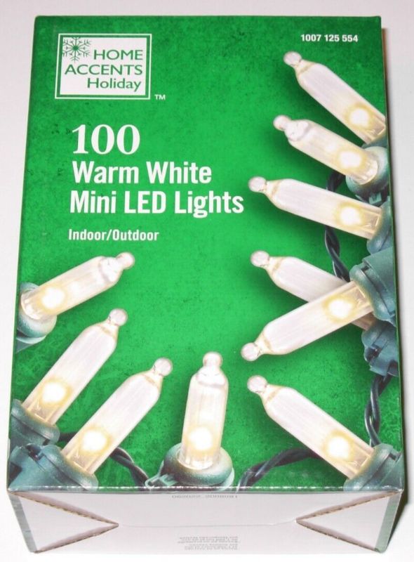 Photo 1 of 100 Count Warm White Mini LED Christmas String Lights with Green Wire