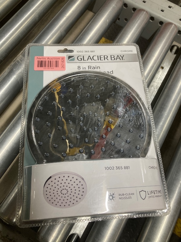 Photo 1 of 1-Spray Pattern 8 in. Single Wall Mount Fixed Rain Shower Head in Chrome