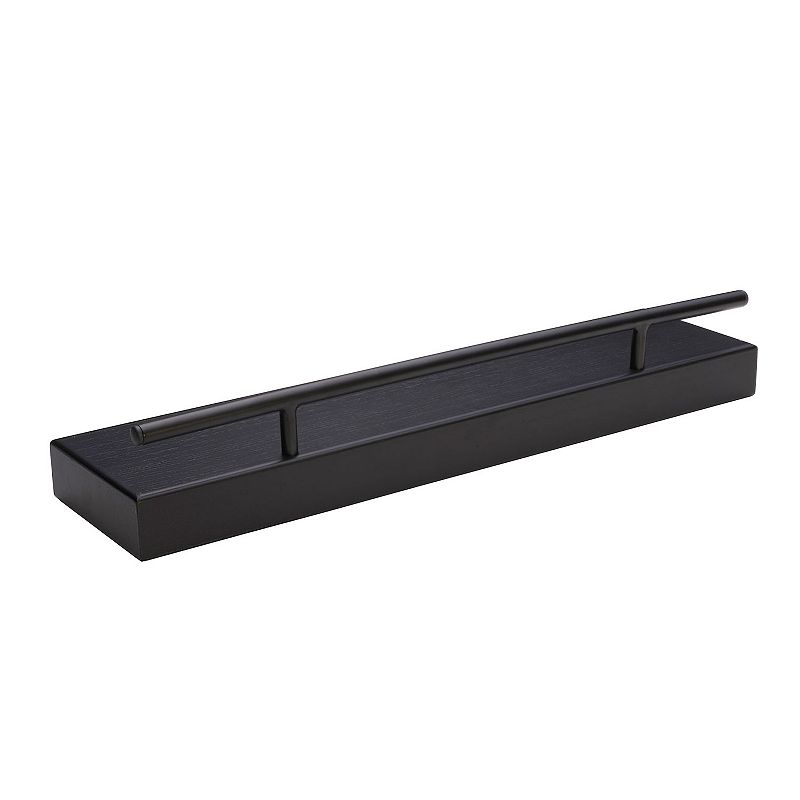 Photo 1 of 24 in. D X 6 in. W Black Wood Metal Railing Decorative Wall Shelf