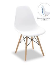 Photo 1 of COMHOMA Dining Chair PVC Plastic Lounge Chair Kitchen Dining Room Chair, White Set 1
