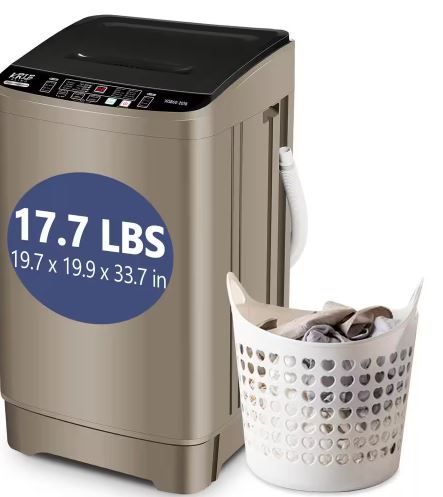 Photo 1 of 1.38 cu.ft. 17.7 lbs. Full-Automatic Smart Home Top Load Washer, Washing Machine w/ Drain Pump, 10 Wash Program in Gold


