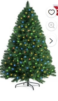 Photo 1 of ***THE TREE IS SKINNER***VAVSEA 7FT Artificial Christmas Tree, Pre-Lit Snow Flocked Xmas Tree with Storage Bag, 300 Warm White Lights, 816 Tips, Metal Stand and Hinged Branches for Holiday Indoor Home Office Decoration
