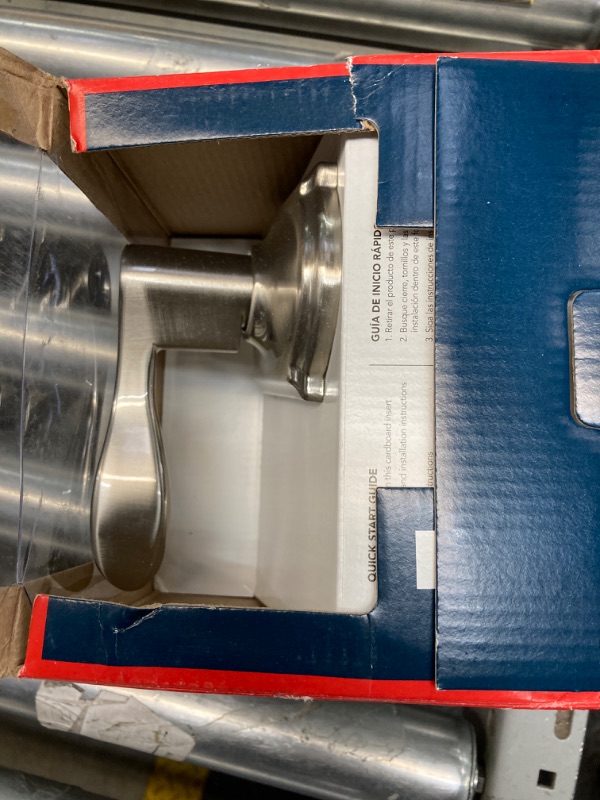 Photo 1 of SCHLAGE LOCK F51A VACC619CAM Keyed Metal Wave Shape Entry Lever Lockset, Satin Nickel