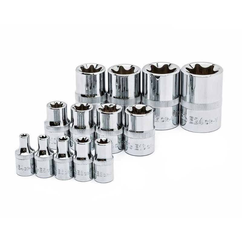 Photo 1 of 1/4 in.,3/8 in.,1/2 in. E-Torx Socket Set (13-Pieces)
