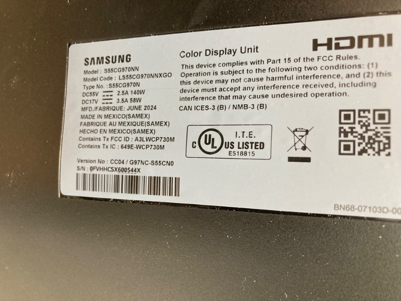 Photo 1 of ***screen is cracked***SAMSUNG 55" Odyssey Ark 2nd Gen 4K UHD 1000R Curved Gaming Monitor, 165Hz, 1ms, 4 Input Multi View, Quantum Mini-LED, AMD FreeSync Premium Pro, HDR 10+, Height Adjustable Screen, LS55CG970NNXGO, 2023