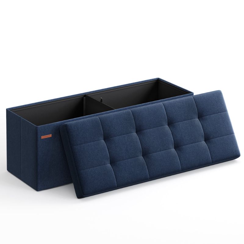 Photo 1 of 43" Storage Ottoman Bench Hold up to 660lb Ottoman with Storage Navy Blue