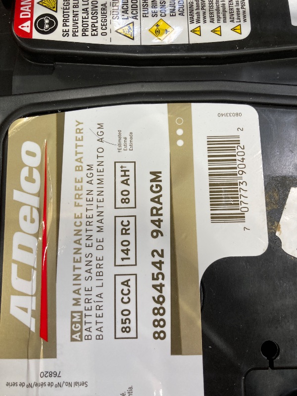 Photo 3 of ACDelco Gold 94RAGM (88864542) 36 Month Warranty AGM BCI Group 94R Battery