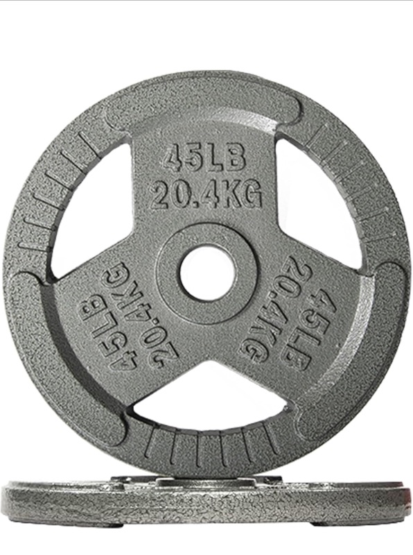 Photo 1 of 2-Inch Olympic Cast Iron Weight Plate for Strength Training & Weightlifting, Multiple Sizes 45 LB 