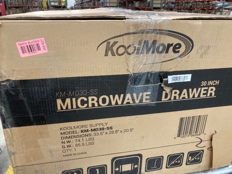 Photo 3 of ****HAS DENTS/DOOR DOESNT OPEN PROPERLY****KoolMore KM-MD30-SS Microwave Drawer, Capacity in Stainless-Steel, 30 in/1.2 cu. ft, Silver