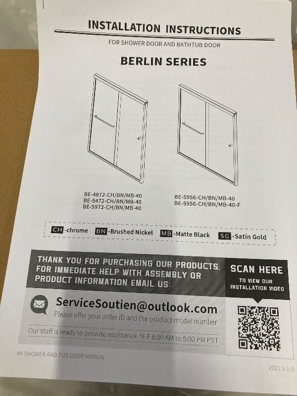 Photo 3 of CKB Bathtub Sliding Doors, Semi-Frameless Bypass Tub Doors, 56-60 inch W x 56 inch Height, 1/4 inch Tempered Safety Glass, Matte Black, Berlin