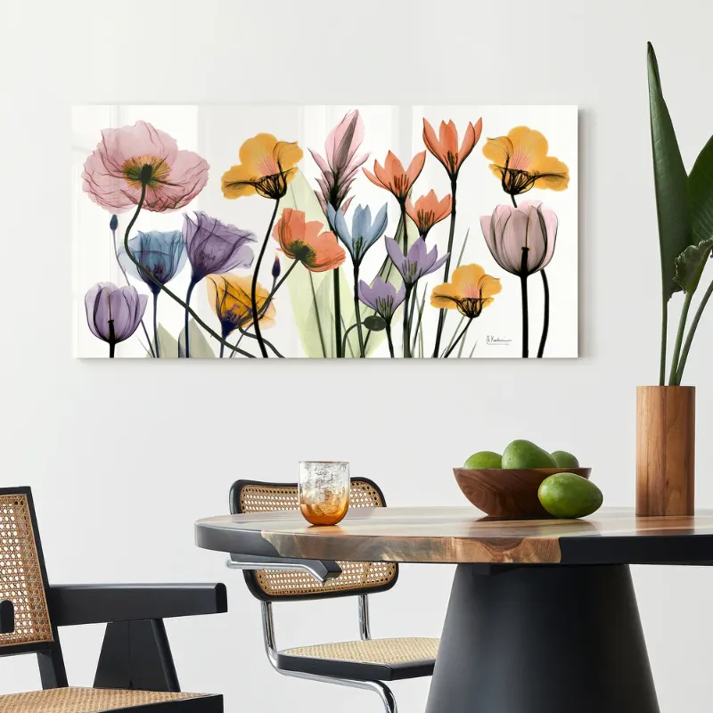 Photo 1 of "Flowerscape Portrait" Frameless Free Floating Tempered Glass Panel Graphic Wall Art