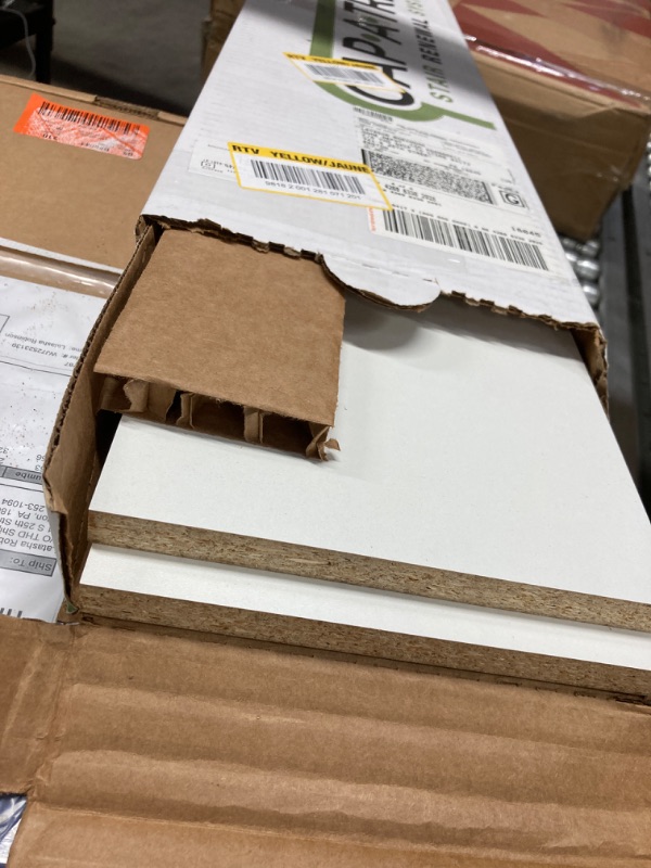 Photo 1 of Cap A Tread White 47 in. Length x 1/2 in. Deep x 7-3/8 in. Height Stair Riser Laminate Trim to be Used with Cap A Tread 017071553