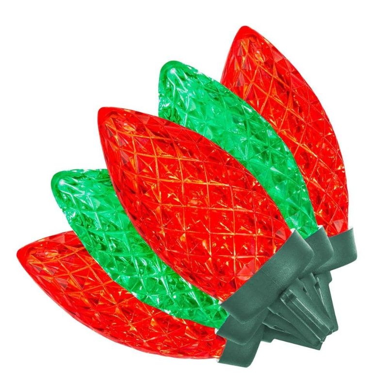 Photo 1 of 100 Count Red/Green Faceted C9 LED Lights