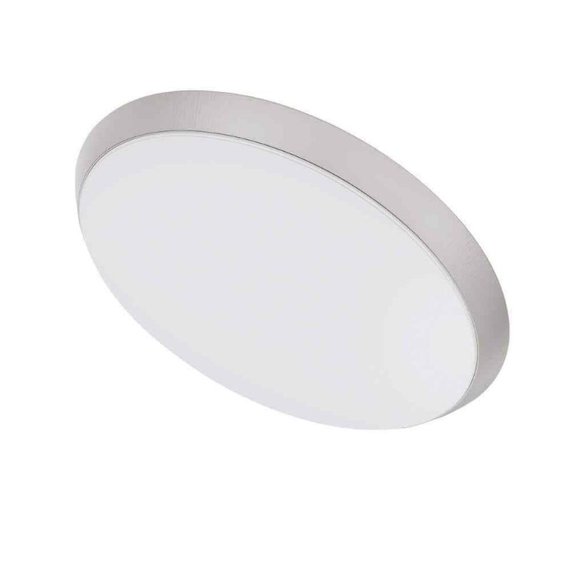 Photo 1 of 1 in. Brushed Nickel Integrated LED Dimmable Selectable CCT Flush Mount Indoor Ceiling Light