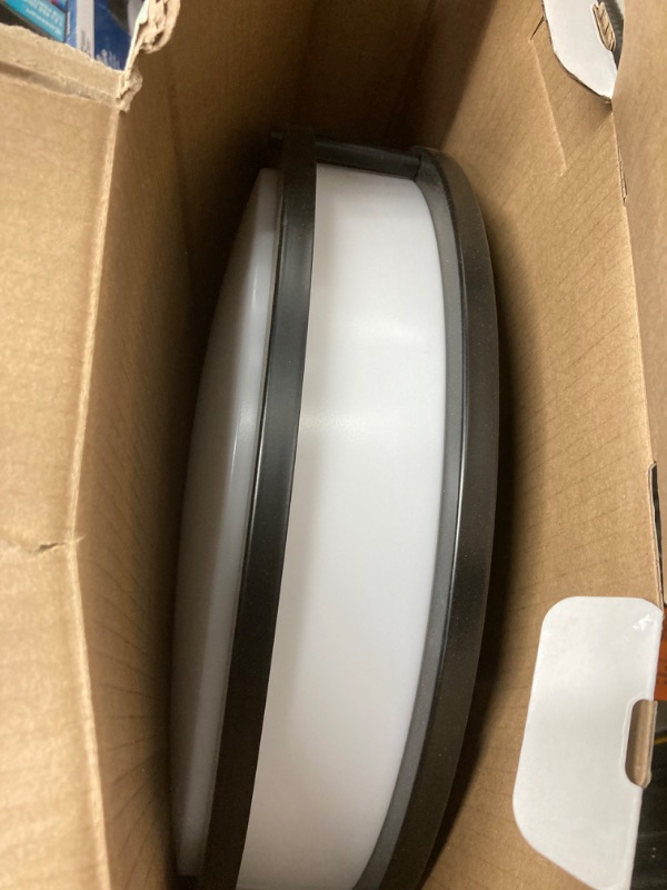 Photo 1 of Calloway 15 in. Matte Black Selectable LED Flush Mount
