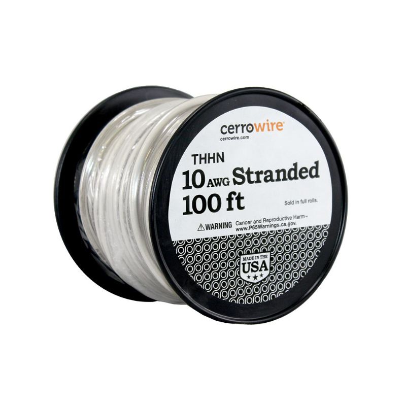 Photo 1 of 100 Ft. 10 Gauge White Stranded Copper THHN Wire