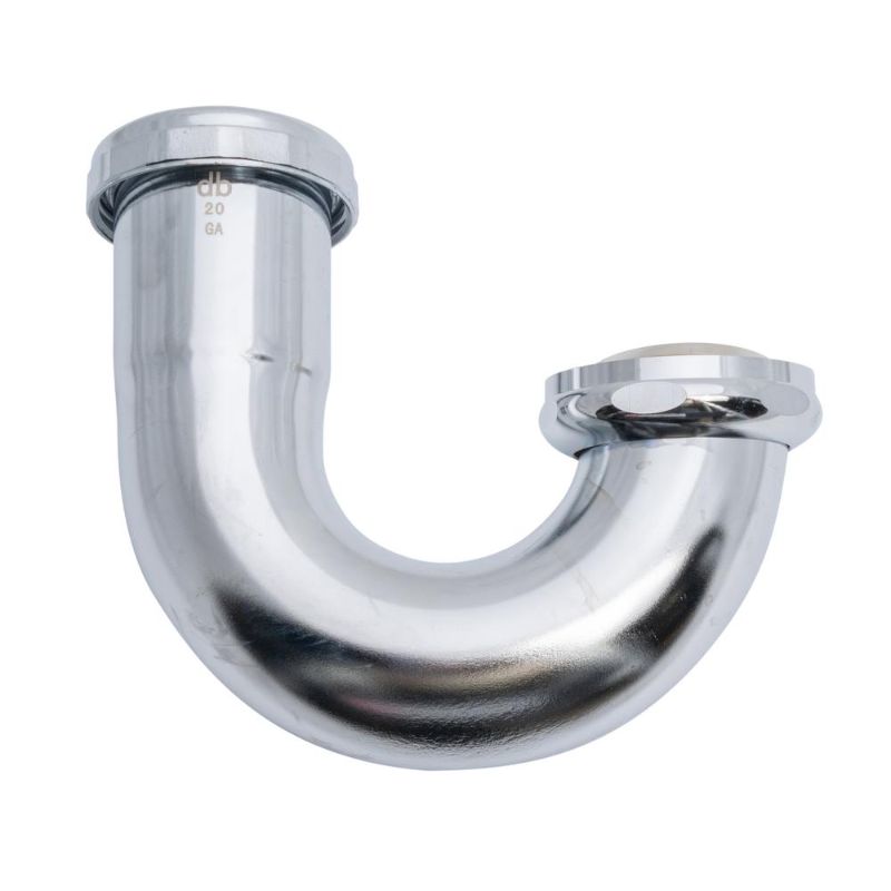 Photo 1 of 1-1/2 in. 20-Gauge Brass Sink Drain J-Bend, Chrome-Plated