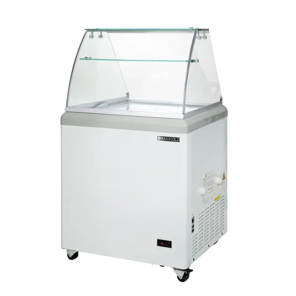 Photo 1 of ***ONLY THE TOP SECTION****Maxx Cold X-Series Ice Cream Dipping Cabinet Freezer with Curved Glass Sneeze Guard, in White
