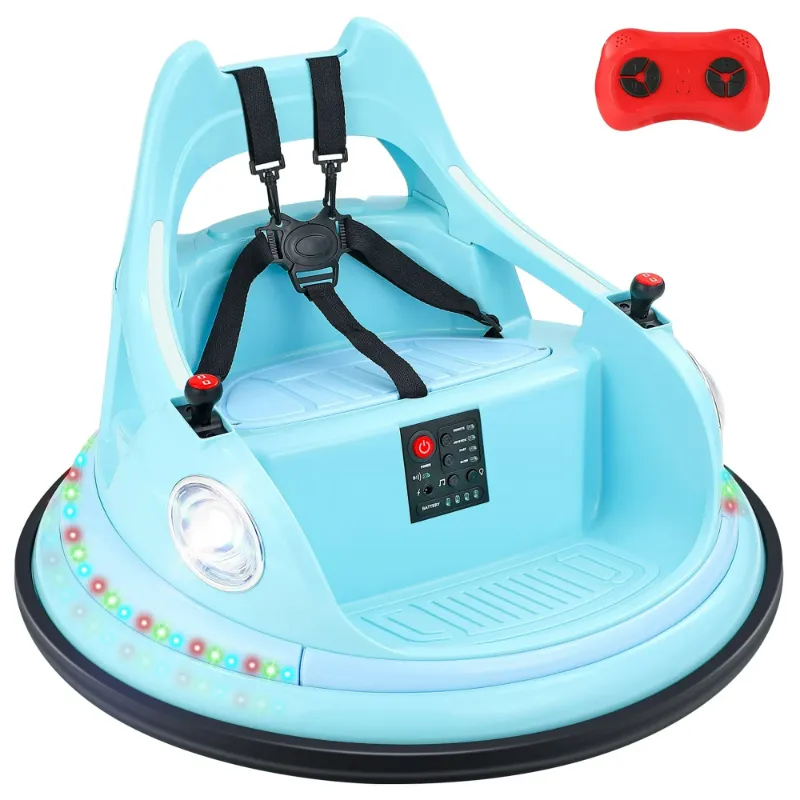 Photo 1 of 12V Bumper Car,Neche Ride On Toys for Toddlers,360° Spin Toddler Car with Remote,5 LED Lights,Light Blue
