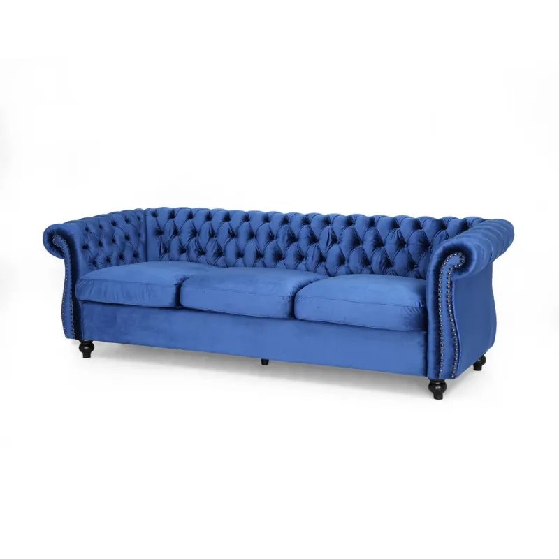 Photo 1 of **see notes**
Wide Seat Sofa Navy Blue 3-seat Couch Tufted Soft Cushion Sofa
