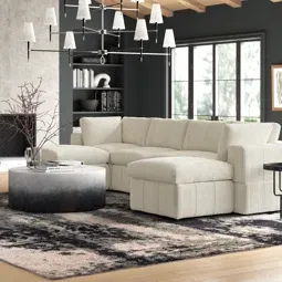 Photo 1 of 125 Inch Oversized Corduroy Modular Sectional Sofa, U Shaped Modular Couch with Storage, 6 Seat Convertible Corduroy Couch, Comfy Sectional Couches for Living Room with Memory Foam, Beige