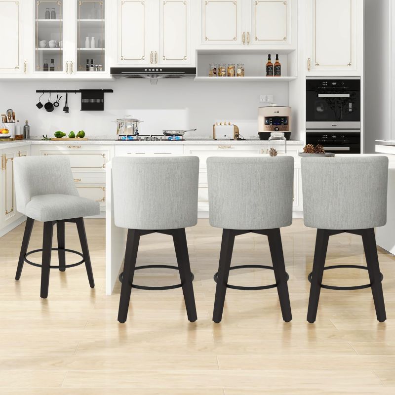 Photo 1 of °Swivel Counter Barstools,26" Height Kitchen Island Stools,Performance Fabric Upholstered Counter Height Bar Stool with Thicken Cushion Back Set of 2,Ivory White