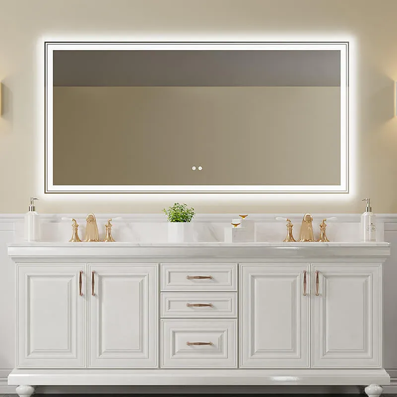 Photo 1 of 72" x 36" White LED Bathroom Mirror with Front and Back Light, Anti-Fog Memory Large Adjustable Vanity Mirror
