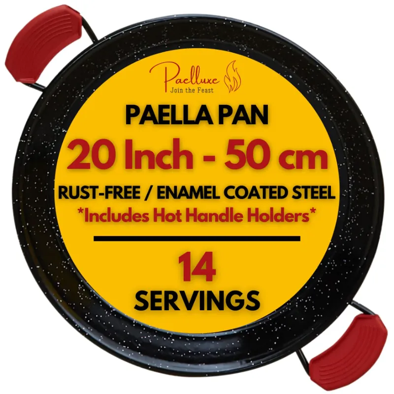 Photo 1 of 20 Inch Paella Pan 14 Servings - Enamelled No Rust Easy to Clean Steel Pan Propane - Gas Burners for Cooking - Indoor & Outdoor Cooking Skillet - Cacerola Paellera Sarte