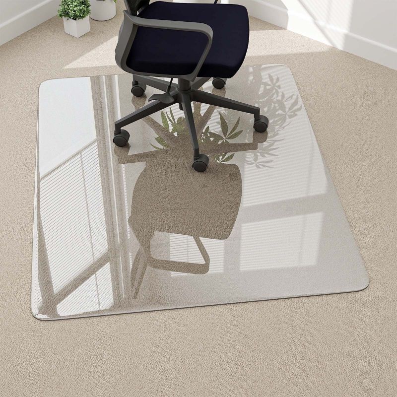 Photo 1 of  Tempered Glass Office Chair Mat for Carpet o