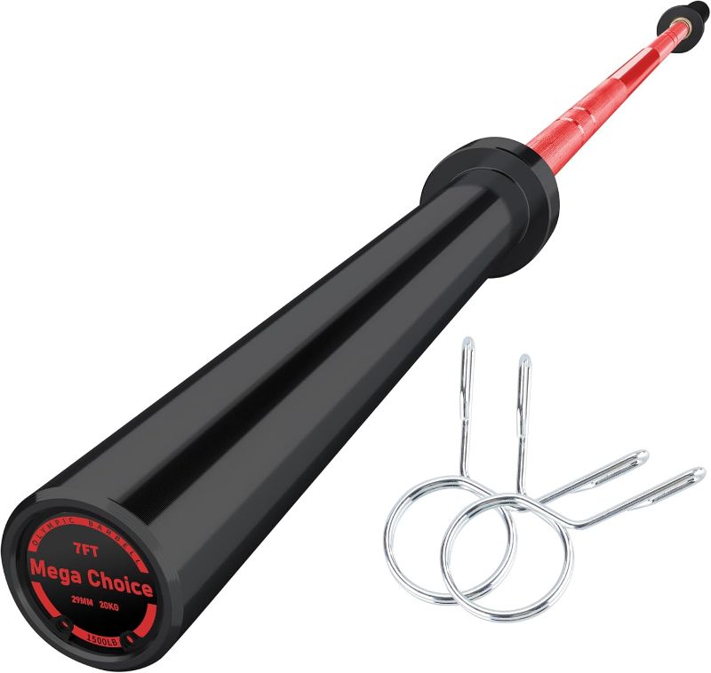 Photo 1 of 5FT Olympic Barbell Olympic Bar Solid Chrome Barbell 700LBS Load Capacity(2-Inch Plate) for Weightlifting, Squats, Dead-Lifts, Presses, and Lunges