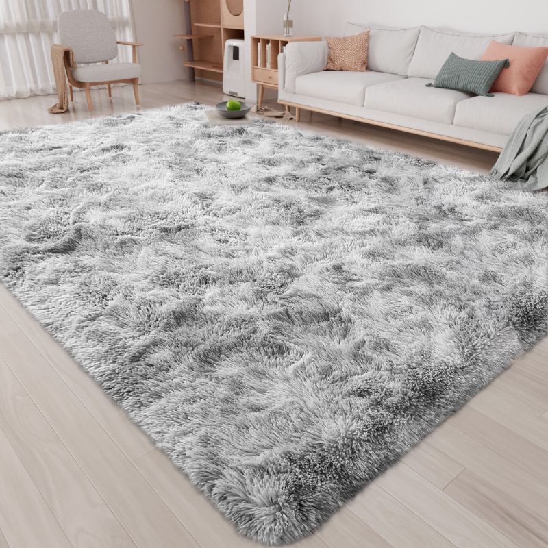 Photo 1 of CozyDesg 8ft x 10ft Area Rugs, Soft Fluffy Area Rugs Floor Mat Floor Rugs for Living Room Bedroom Kids Room Nursery Modern Decor Carpet, Light Gray